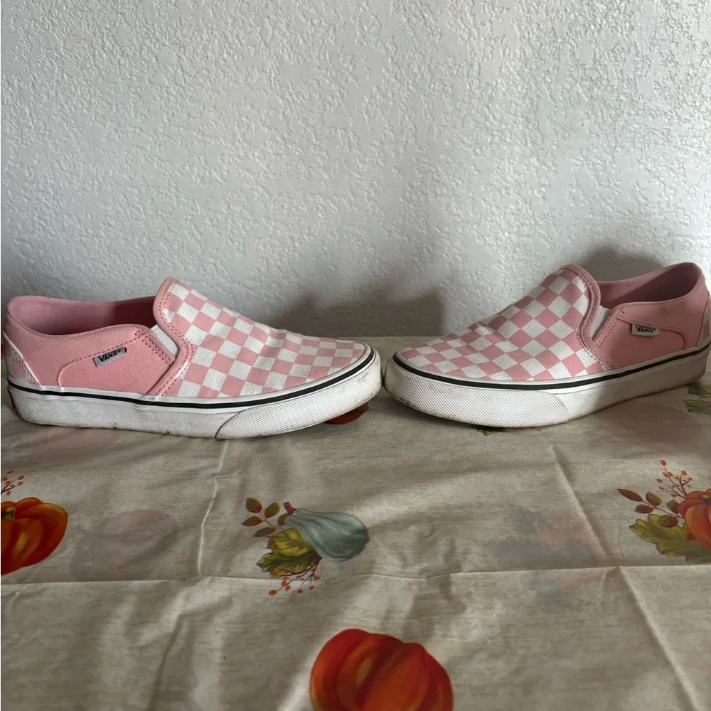 Vans Pink and White Checkered Sneakers - Picture 2 of 4